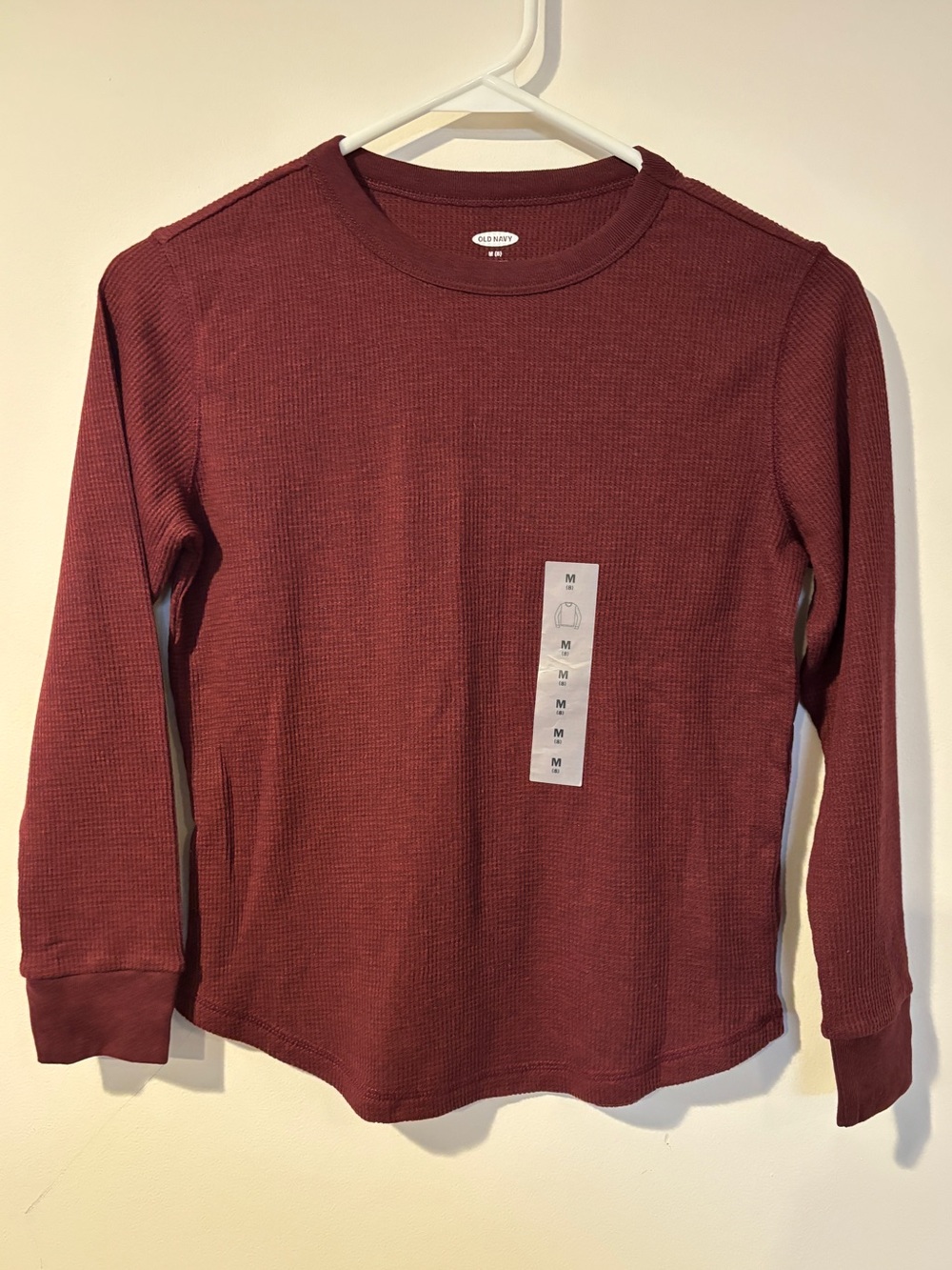 NWT Old Navy Maroon Boys Waffle Long-Sleeve Tee size M 8